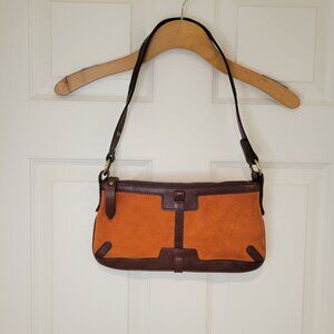 BURBERRY SUEDE & LEATHER PURSE BEAUTIFUL ORANGE & BROWN